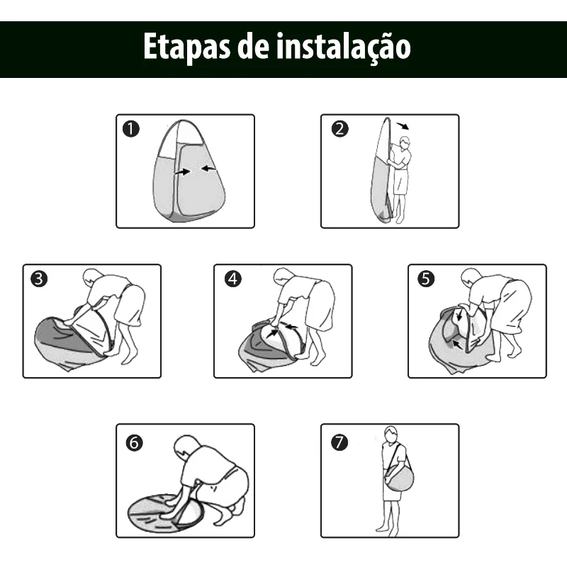 Outsunny Tenda de Duche para Campismo Dobrável Pop UP Tenda de Privacidade com proteção UV e Tecido Impermeável 100x100x185cm Verde Escuro