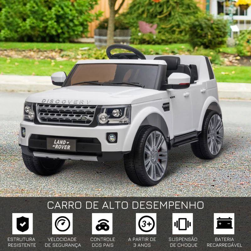 HOMCOM Carro Elétrico para Crianças de 3-6 Anos com Licença de Land Rover Controle Remoto 102,5x69x55,4 cm Branco