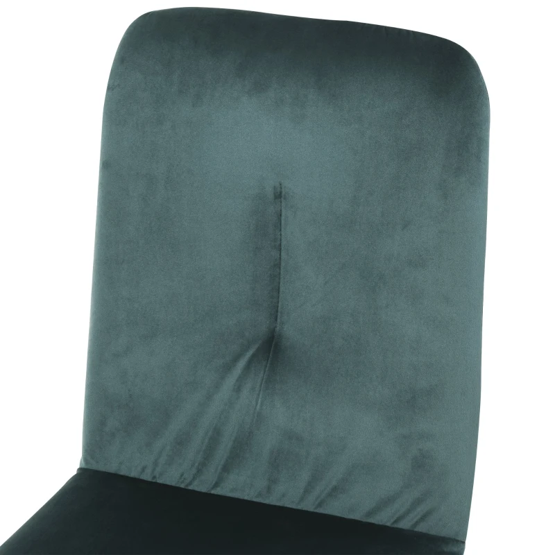 HOMCOM Conjunto de 2 Cadeiras de sala de jantar com pernas de metal em estilo art deco 44,5x59,5x91cm Verde