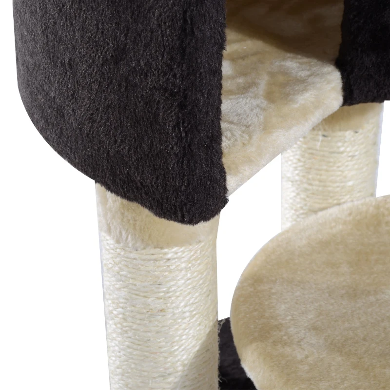 PawHut Arranhador Gato Creme e Preto Peluche 50 x 40 x 98 cm