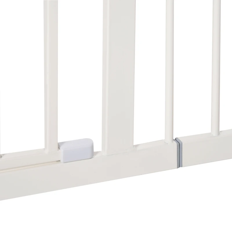 PawHut Barreira de Segurança para Animais de Estimação Cães com Extensão de 17,5 cm Sistema de Fechamento Automático 74-97,5x76,2 cm Branco