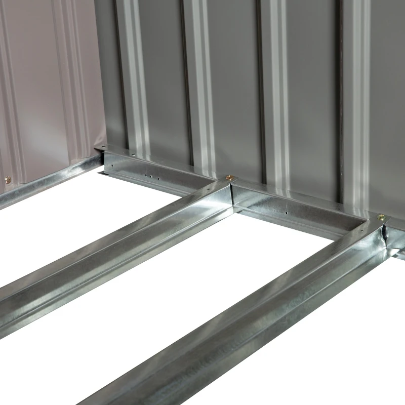 Outsunny Galpão para lenha de aço galvanizado para armazenamento de ferramentas de jardim com telhado inclinado 127x71x143 / 159 cm cinza