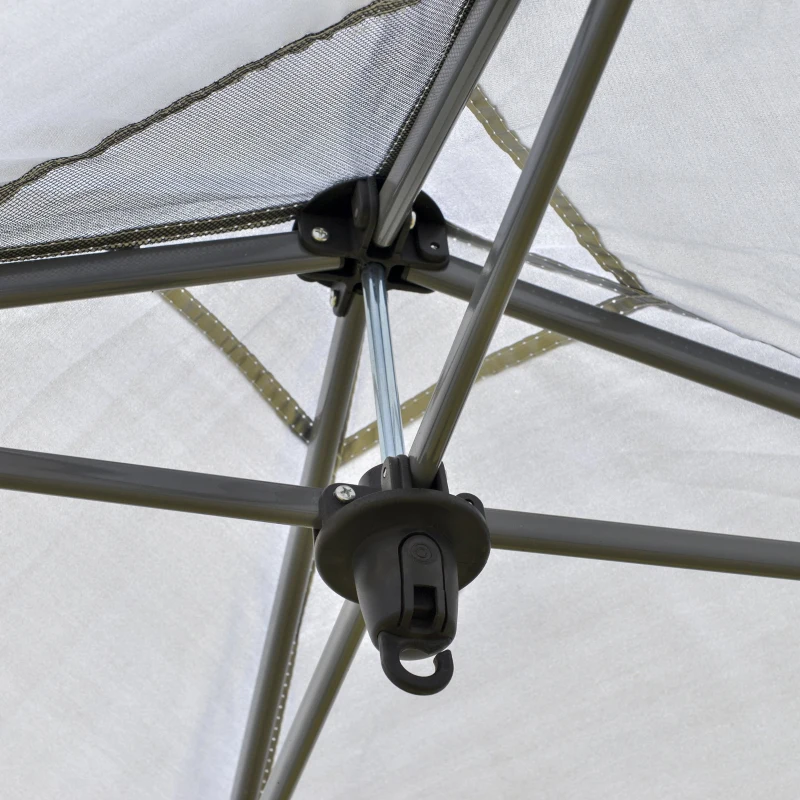 Outsunny Tenda Dobrável 3x3 Portátil de Jardim com Bolsa de Transporte com Rodas Aço para Exterior Festas Campismo Branco