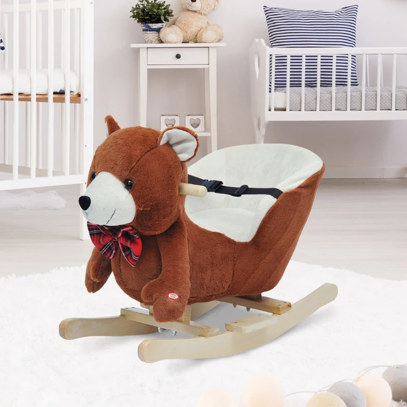 HomCom® Cavalito de Baloiço bebé +18 meses Cadeira de Baloiço de Urso