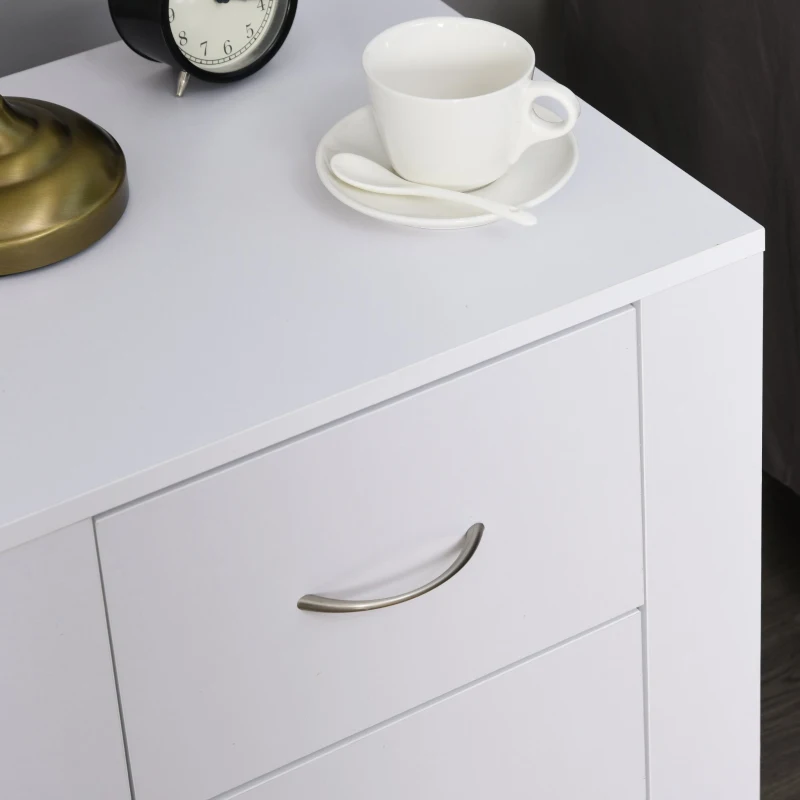 HOMCOM Mesa de Cabeceira com 2 Gavetas Pés e Base Elevada para Dormitório Mesa Lateral para Sala de Estar Estilo Moderno 48x39x54cm Branco