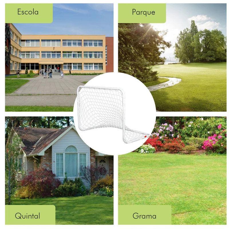 HOMCOM Conjunto de 2 balizas de futebol com rede e bola para crianças e adultos 78x46x 56cm Branco