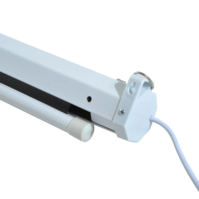 HOMCOM Tela de Projeção Elétrica Portátil Universal 84" 4:3 com Controlo Remoto Suspensa na Parede 171x130 cm Branco