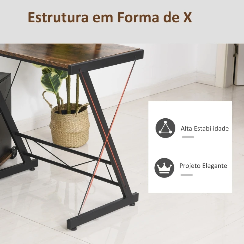HOMCOM Mesa para computador de canto em forma de L com prateleira e suporte para CPU   155x115x91,5cm