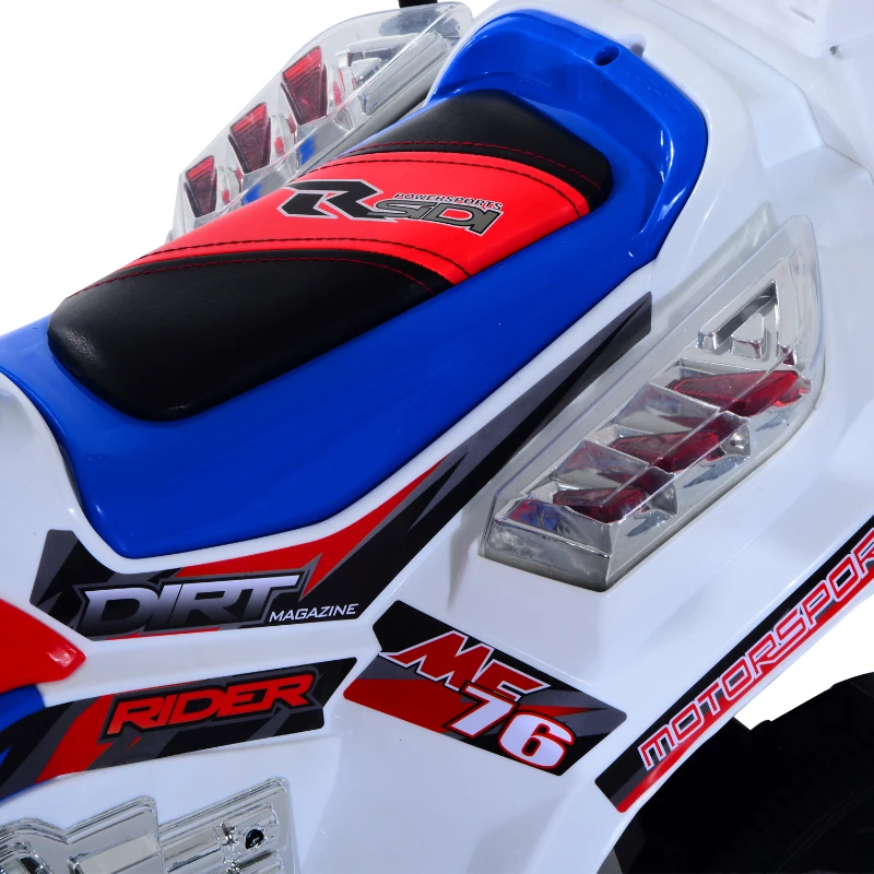 HOMCOM Mota Elétrica Infantil de policia para crianças acima de 3 anos com Caixa de Armazenamento de Metal 112x51x72,5cm branco