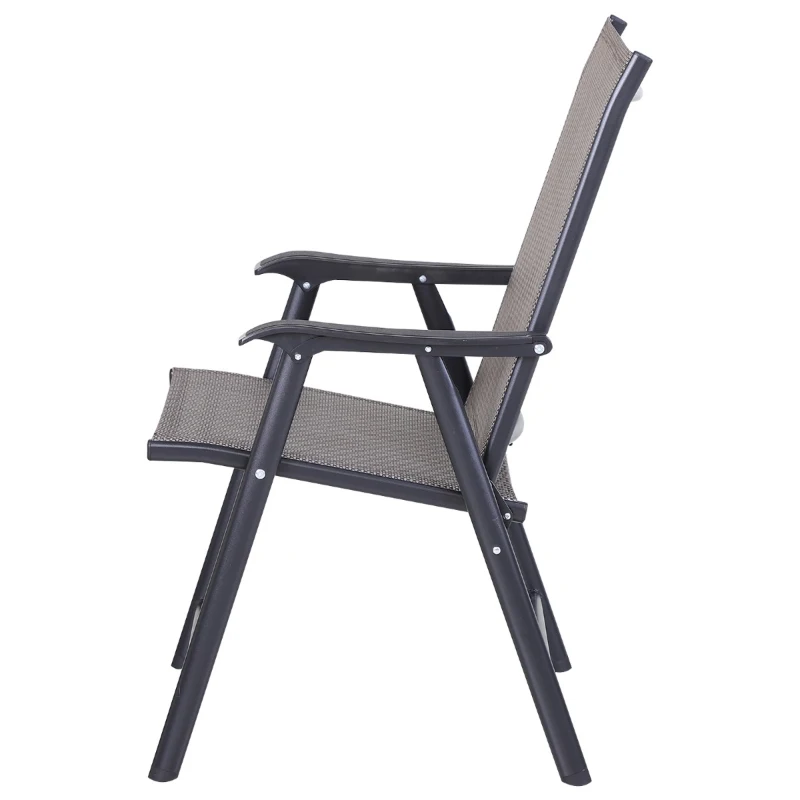 Outsunny Conjunto de 2 cadeiras dobráveis Com apoio de braços para varanda Jardim Terraço Carga 100kg 58x64x94 cm Cinza