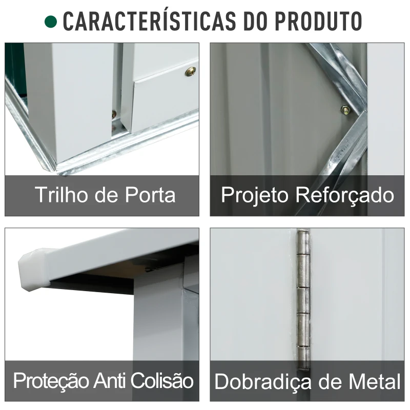 Outsunny Galpão de jardim com porta com trava 143x89x186cm