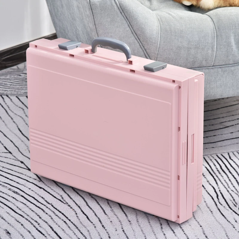 PawHut Caixa de Areia para Gatos Dobrável com Pá Coletora Branco e Rosa 54x43x42cm