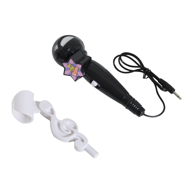 HOMCOM Piano para Crianças com 37 Teclas Microfone Banco Luzes 22 Músicas e Entrada para MP3 e USB 48x39x69 cm Preto