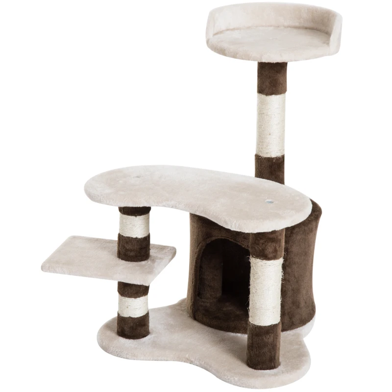 PawHut Árvore para gatos com Plataformas coberto de pelucia Sisal 48,5x48x69 cm