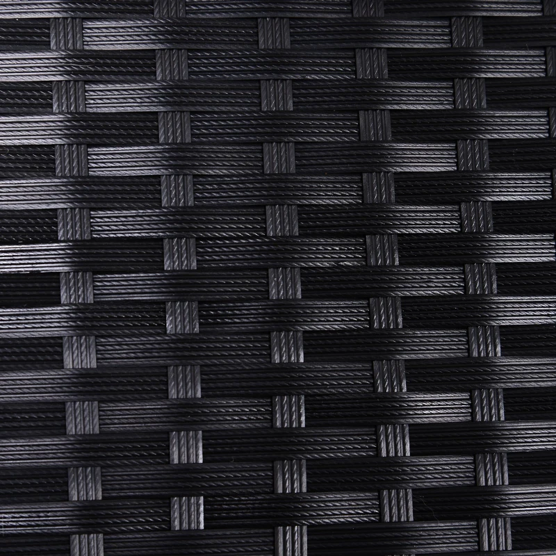 Outsunny Baloiço de Jardim de Vime PE com 3 Lugares Estrutura de Metal Almofada Toldo Ajustável Balcão Terraço Patio Carga Máx. 360kg 198x124x179cm Preto