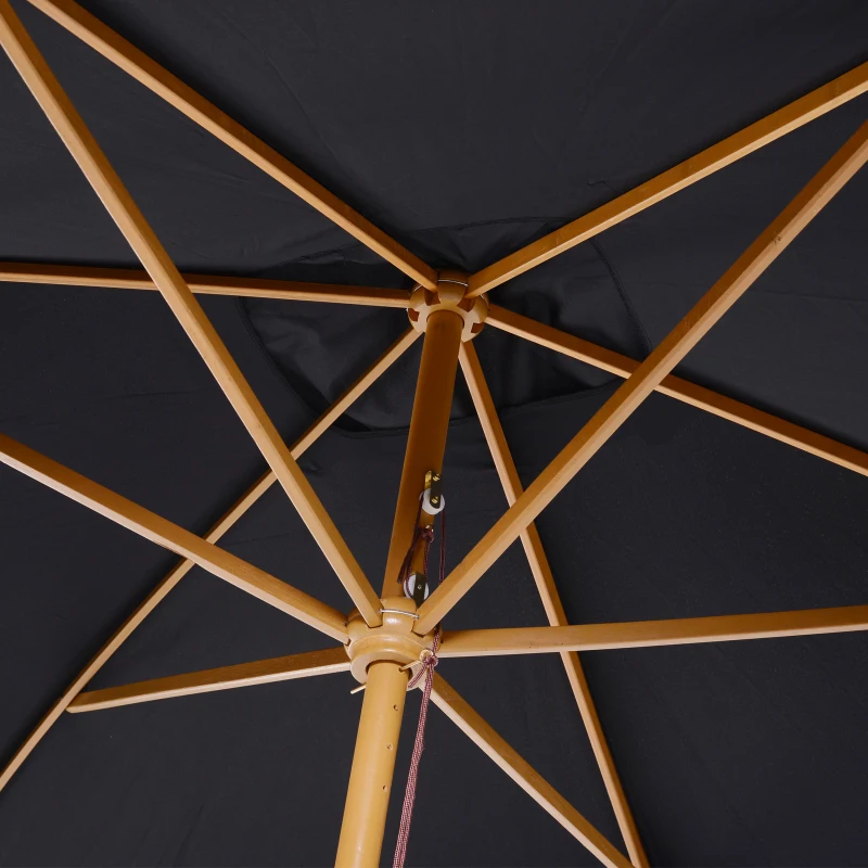 Outsunny Guarda-sol Madeira quadrada preta 2x3m