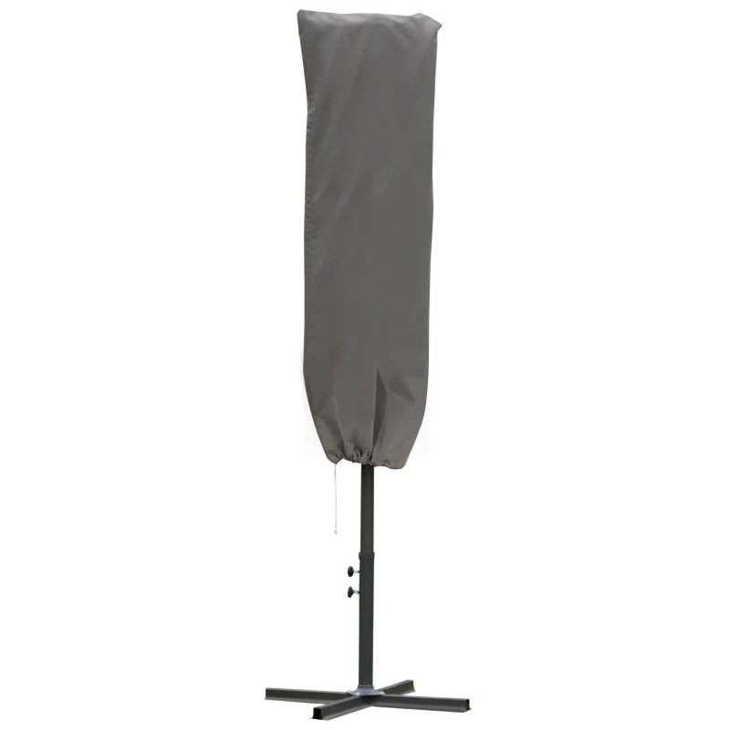 Outsunny Capa protetora de guarda-sol Ø57x160 cm cobertura de para-sol resistente para jardim com hastes zíper tecido Oxford cinza