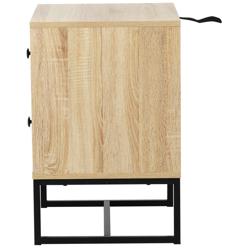 HOMCOM Mesa de Cabeceira cómoda de madeira confortável com 2 gavetas 48x39,5x60cm