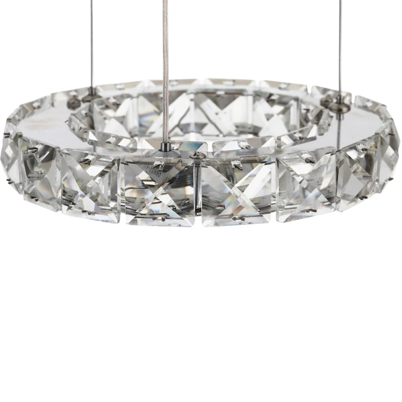 HOMCOM Lustre Luminária Pendente de Cristal Moderno Lâmpada Pendurada LED 4000K Luz Branca para Salão Sala de Jantar Ф60x110 cm