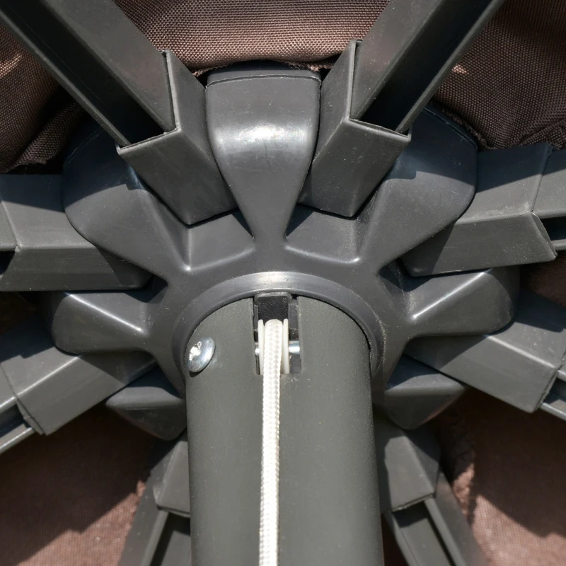 Outsunny Chapéu de Sol Φ296x245cm com Luzes LED e Painel Solar Ângulo Ajustável em 3 Posições para Pátio Terraço Piscina Café