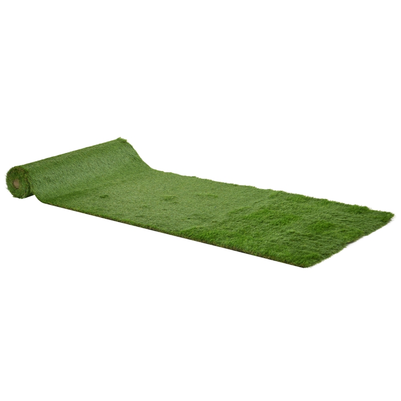 Outsunny Grama artificial 1x4 m 40mm Grama sintética espessa para terraço e varanda com furos de drenagem Verde