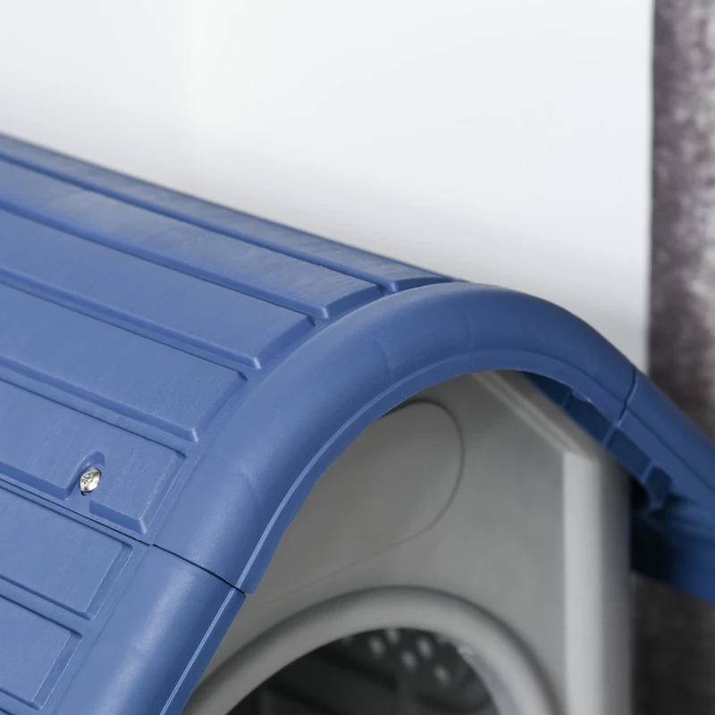 PawHut Casa para cães pequenos com respiradouros resistente para uso interno e externo 59x75x66 cm Azul e cinza