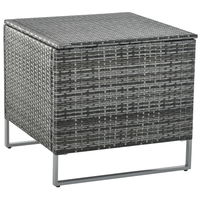 Outsunny Conjunto de 4 Móveis de vime para Jardim com 2 Sofás Duplos Mesa central mesa de baú e almofadas removíveis 132x69x64 cm Cinza
