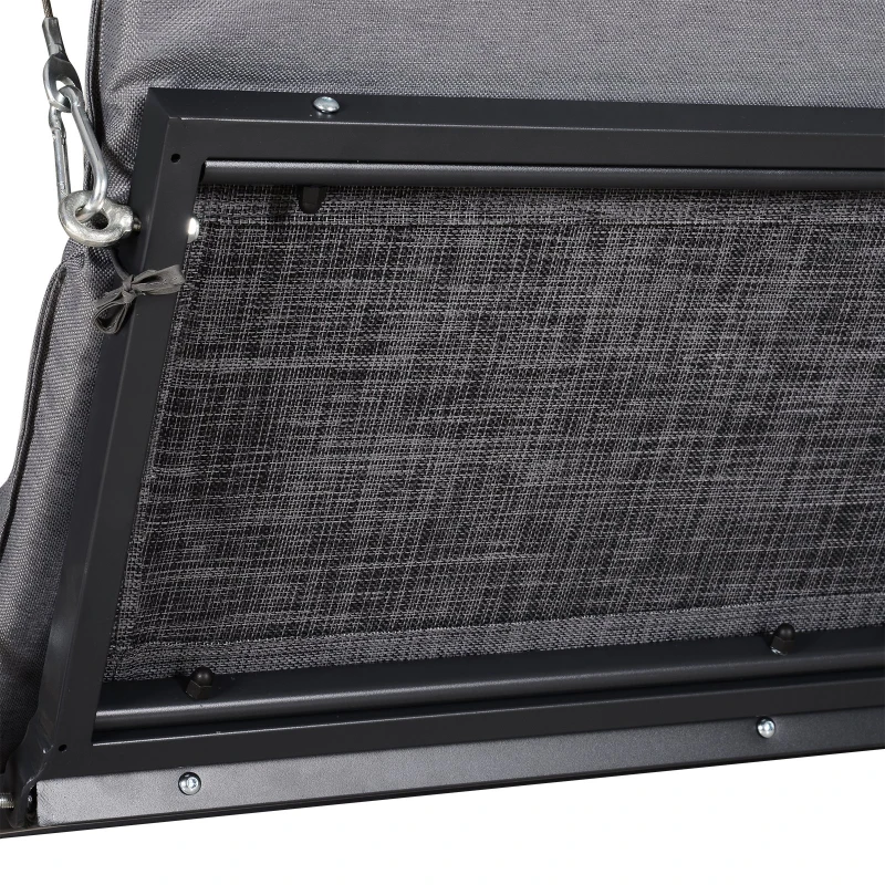 Outsunny Baloiço de Jardim de 3 Lugares com Toldo Ajustável Baloiço de Exterior com Toldo Almofadas para Jardim Terraço Carga Máxima 270kg 200x115x168cm Cinza