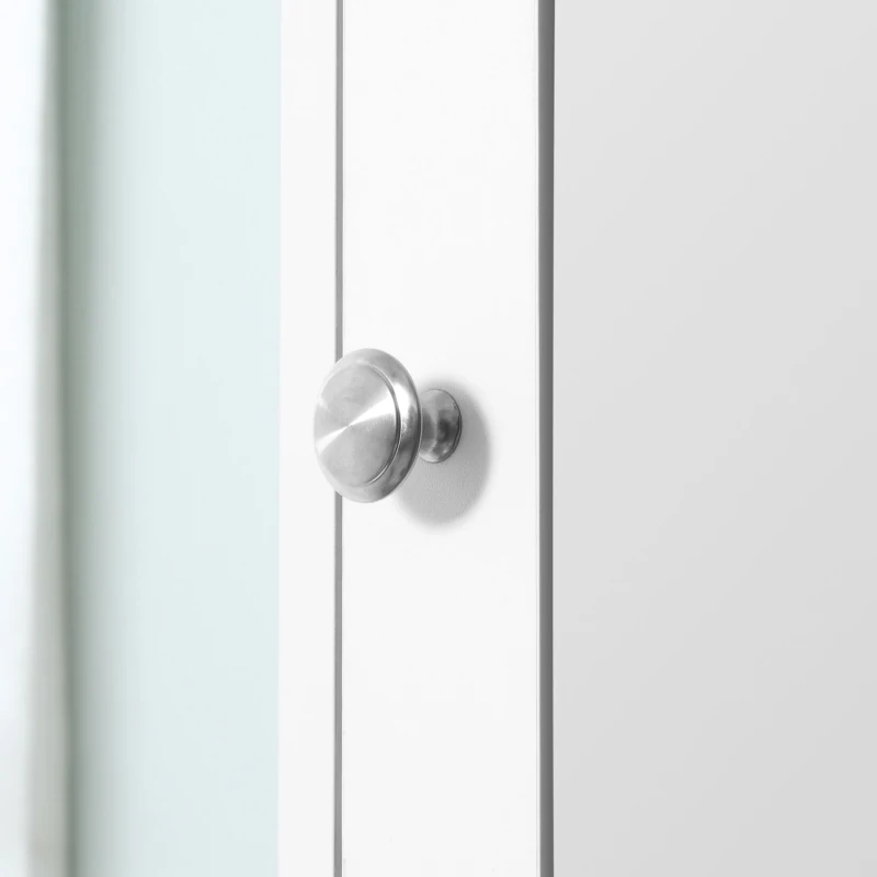 Kleankin Coluna Casa de Banho com Espelho Móvel Alto Casa de Banho Madeira com 2 Prateleiras Abertas e 2 Portas com Prateleiras Interiores Ajustáveis 30x28x180cm Branco