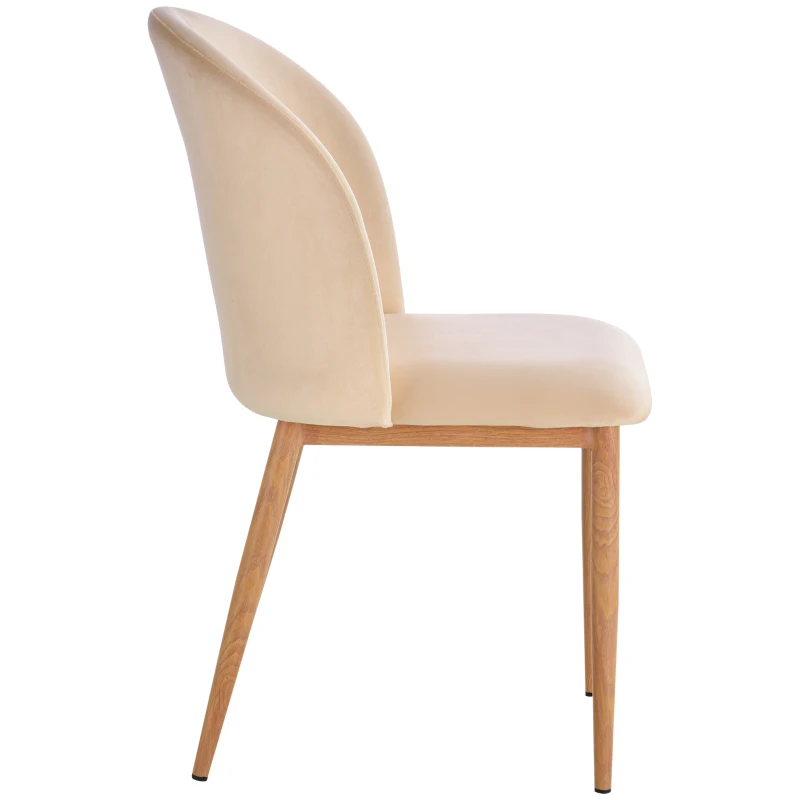 HOMCOM Conjunto de 2 cadeiras de sala de jantar moderno assento estofado ergonômico 50x58x85 cm Bege