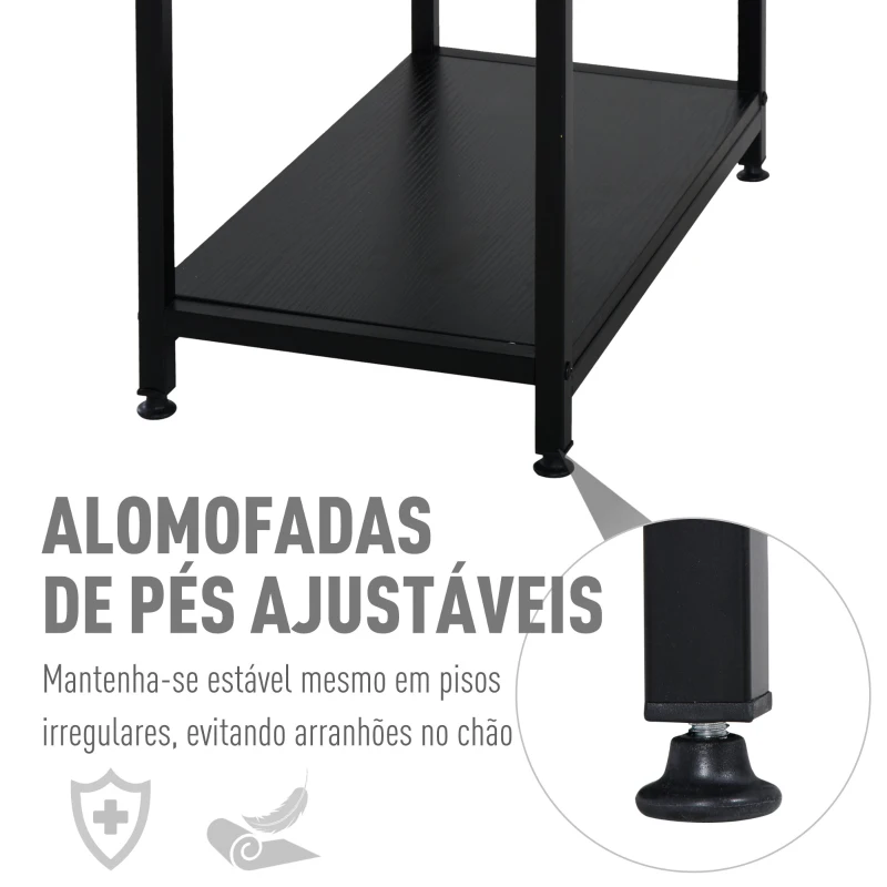 HOMCOM Mesa para Computador com Prateleiras Pés Ajustáveis ​​Moldura de Metal 140x60x93 cm