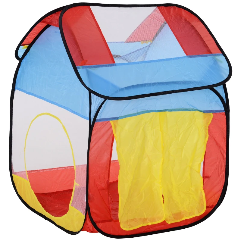 HOMCOM 3 em 1 tenda 1 túnel com 2 tendas Zona infantil e exterior pop-up Poliéster Mais de 3 anos Vermelho Amarelo Azul