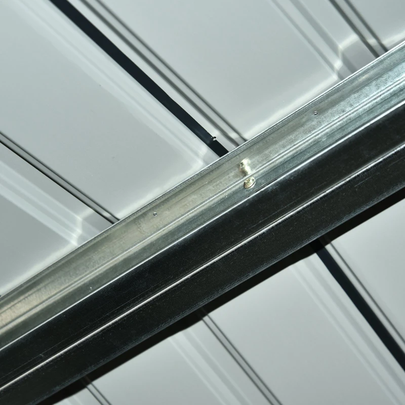Outsunny Abrigo de Jardim 150x130x186 cm Abrigo de Exterior de Aço Galvanizado com Porta Corredeira e Ventilações para Armazenamento de Ferramentas Cinza