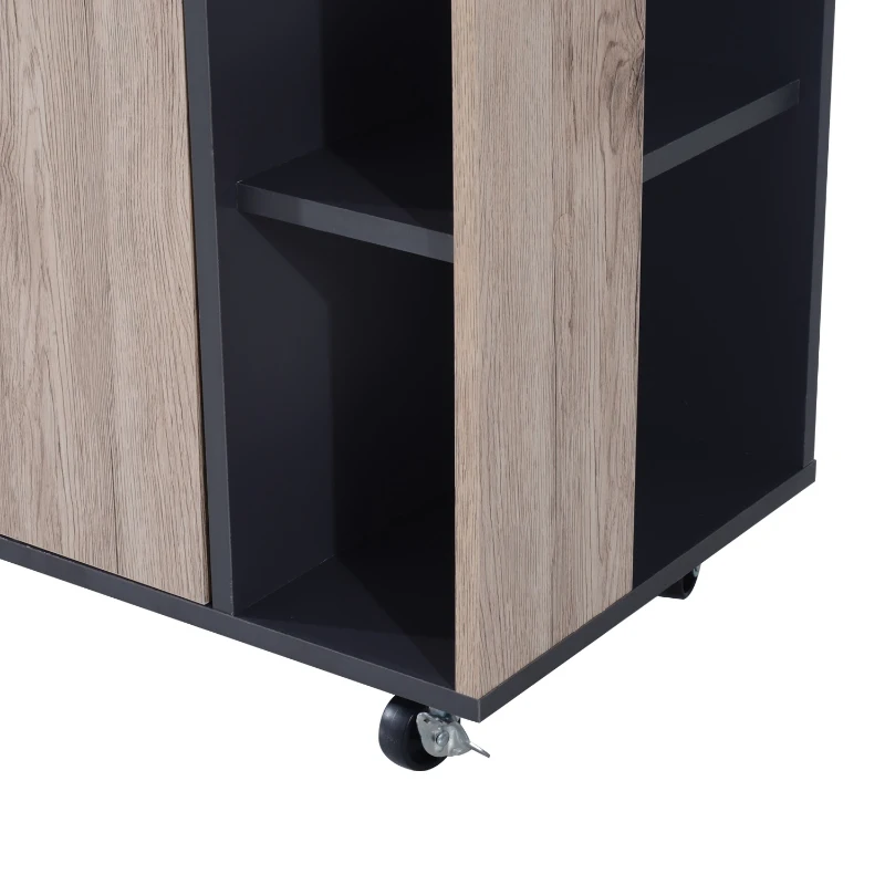HOMCOM Armário de cozinha com gaveta Prateleiras Rodas com freios 80x39x86,5 cm Preto