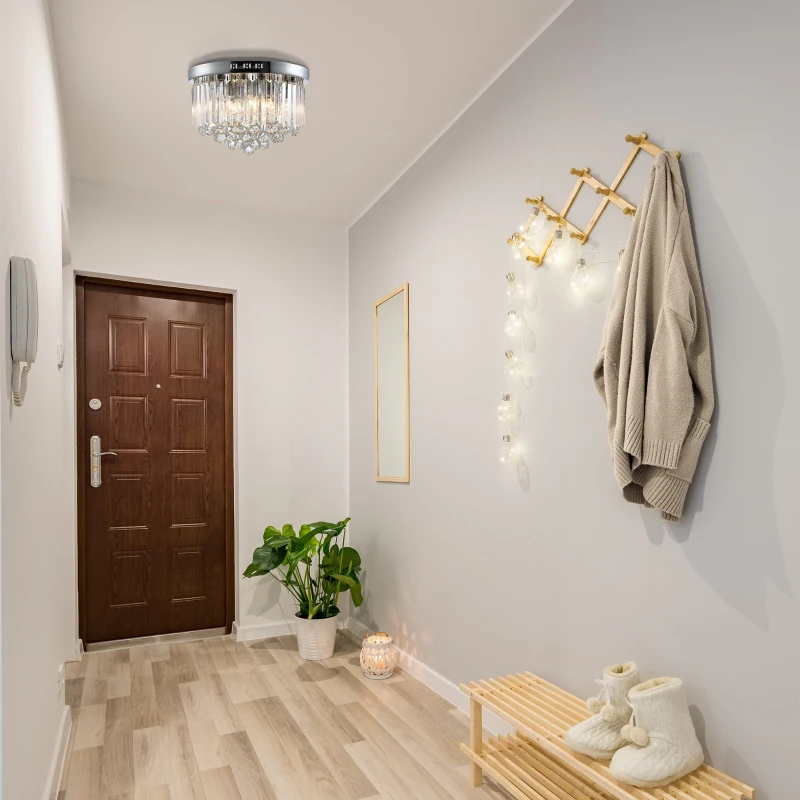 HOMCOM Lâmpada de teto de cristal moderno Lâmpada de cristal K9 para lâmpadas E14 de máx. 40W Ф45x30 cm prata