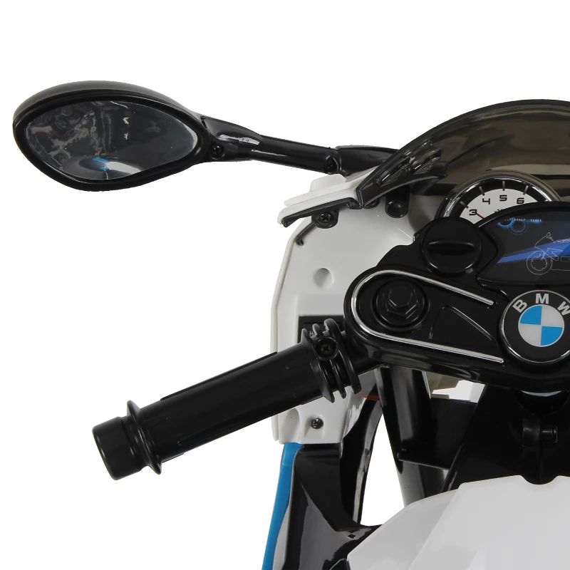 HOMCOM Mota elétrica infantil BMW para crianças acima de 3 anos com bateria 12 v duplo motor com luzes e música 110x47x69 cm azul e preto