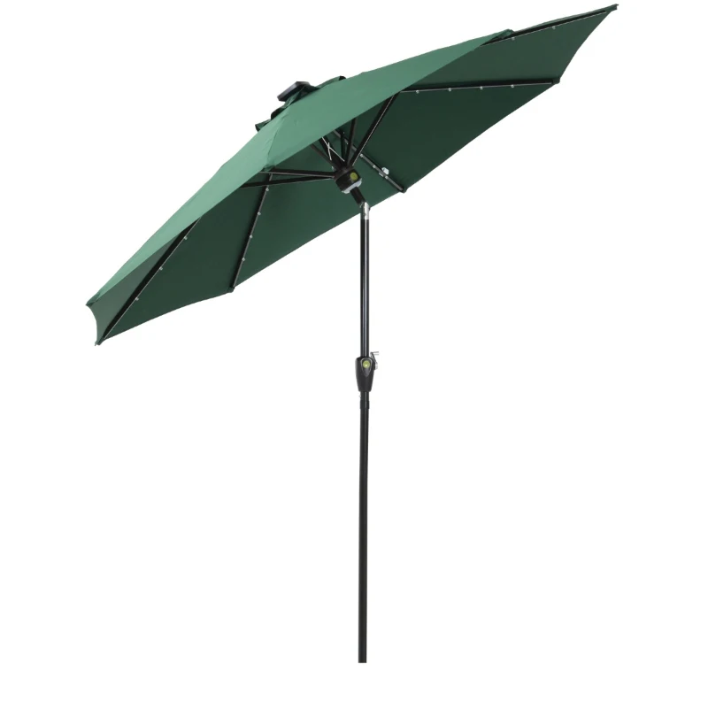 Guarda-sol reclinável com luz LED e orador - cor verde escuro - alumínio - 752.75x2.33m