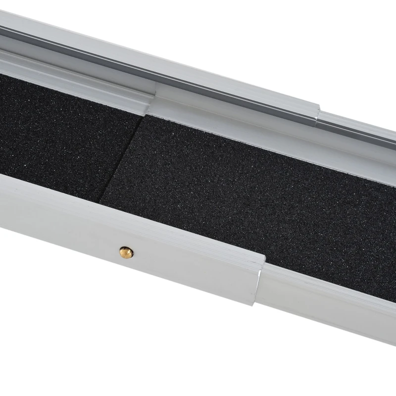 HOMCOM Portátil Rampa de acesso Universal  para Cadeiras de Rodas em Alumínio antiderrapante Rampa com Calha 74-122cm