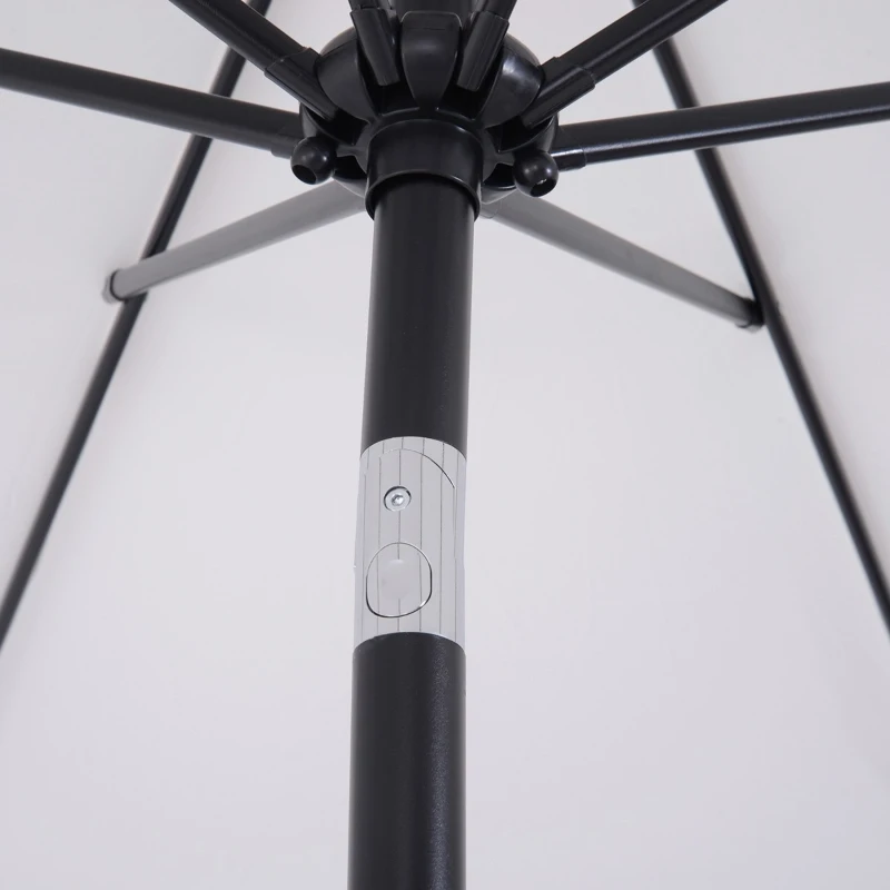 Outsunny Chapéu de Sol de Jardim Ø295x250cm com Manivela Chapéu de Sol Exterior com Mecanismo de Inclinação e Mastro Desmontável de Metal para Terraço Piscina Pátio Branco