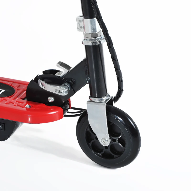 HomCom Trotinete Elétrica Dobrável E-Scooter Bateria 120 W Guiador Assento Ajustável Travão Pé de apoio Vermelho