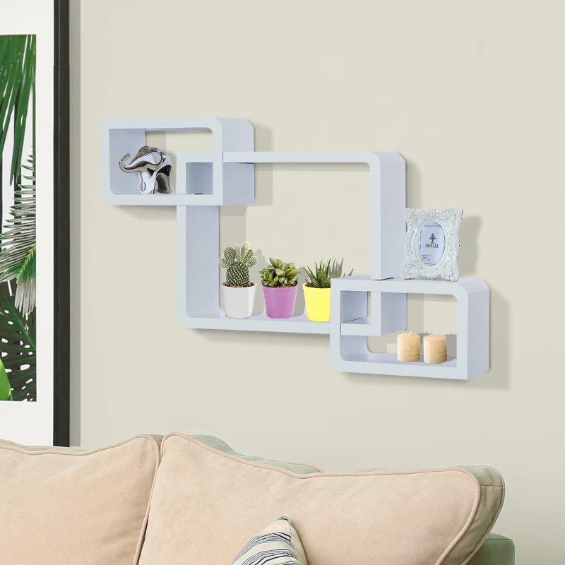 HomCom Jogo de 3 Cubos Estantes de Parede Prateleira para Livro CDs Prateleiras Flutuantes Decorativo Branco - 38x30x12cm
