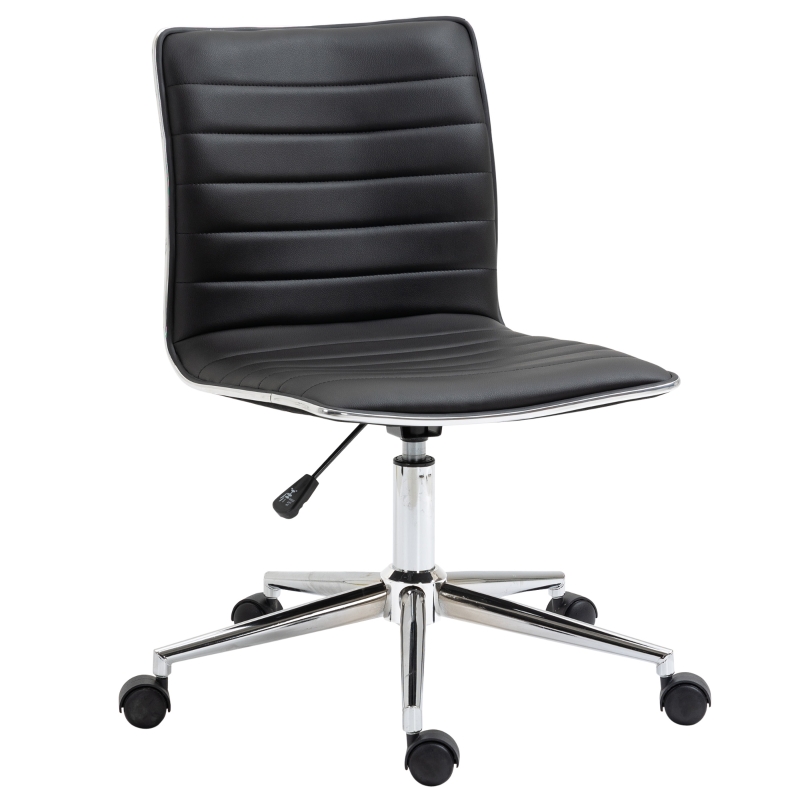 Vinsetto Cadeira de Escritório Ergonômica Giratória com Altura Ajustável Encosto Estofado em Couro Sintético Carga 120kg 47x57x76,5-86,5cm Preto