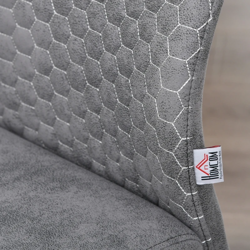 HOMCOM Set of 4 Dining Chairs Velvet-Touch Fabric High Back Accent Chair for Dining Room, Living Room with Bent Metal Base, Grey