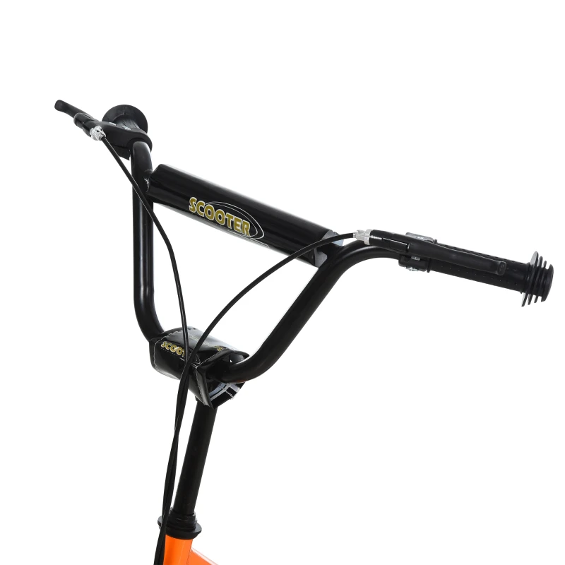 HOMCOM Youth Scooter Front and Rear Caliper Dual Brakes 16-Inch Inflatable Front Wheel Ride On Toy For Age 5+ Orange