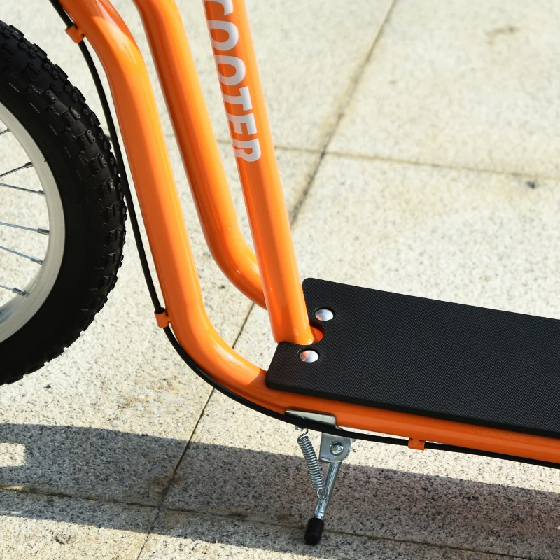 HOMCOM Youth Scooter Front and Rear Caliper Dual Brakes 16-Inch Inflatable Front Wheel Ride On Toy For Age 5+ Orange