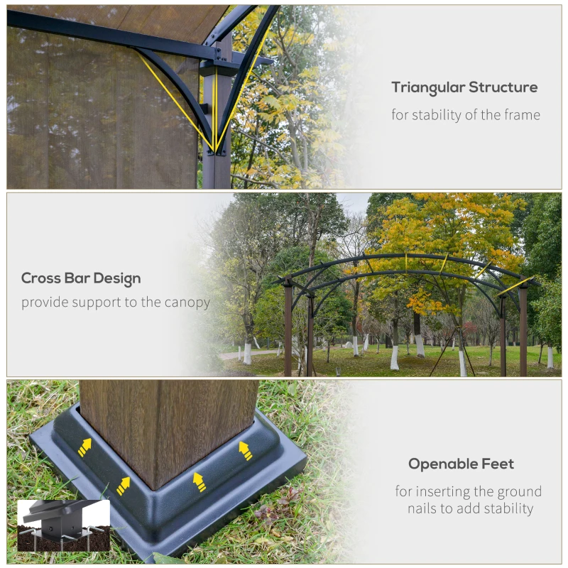 Outsunny 3 x 3m Outdoor Retractable Canopy Pergola Steel Frame Patio Pergola Shelter Sun Shade, Beige