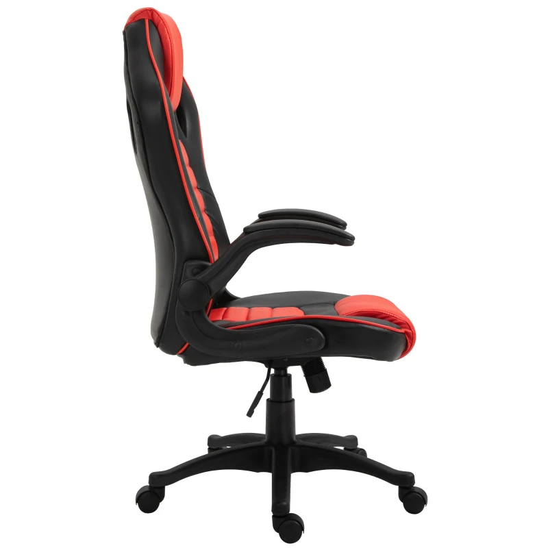 Vinsetto Home Office Video Game Racing Chair Swivel  High Back,  Ergonomic Tilt Design Flip-up Armrest Height Adjustable Free Moving for Working Relaxing