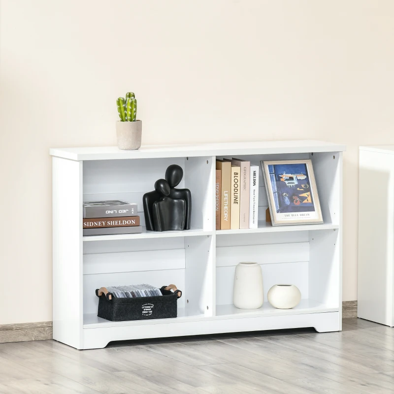 HOMCOM MDF 2-Tier Bookcase Unit White