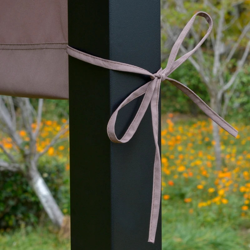 Outsunny 3m x 3m Outdoor Retractable Canopy Pergola Steel Frame Patio Pergola Shelter Sun Shade, Brown