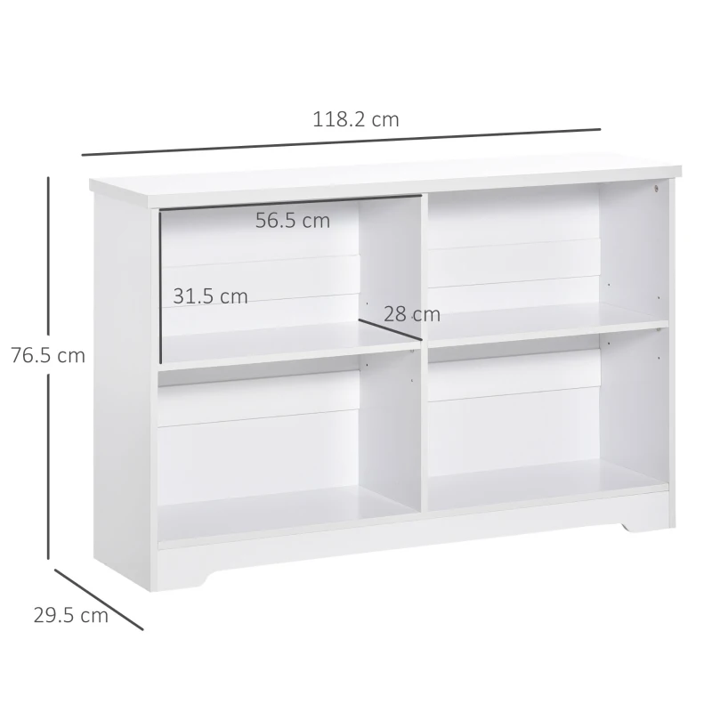 HOMCOM MDF 2-Tier Bookcase Unit White